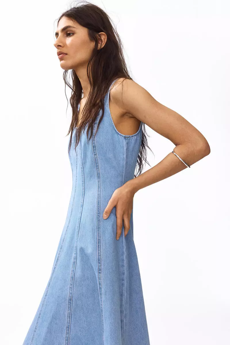 Buy H&M Denim midi dress Online | ZALORA Malaysia