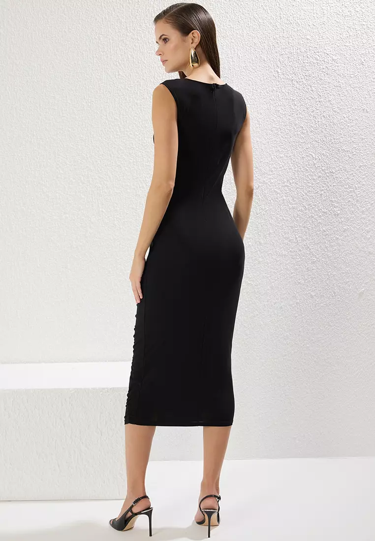 Bodycon Asymmetrical Collar Knitted Chic Dress