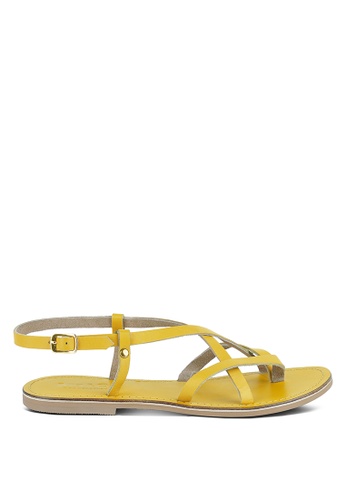 Rag & CO. yellow Strappy Flat Leather Sandals D9BF2SH6209C2CGS_1