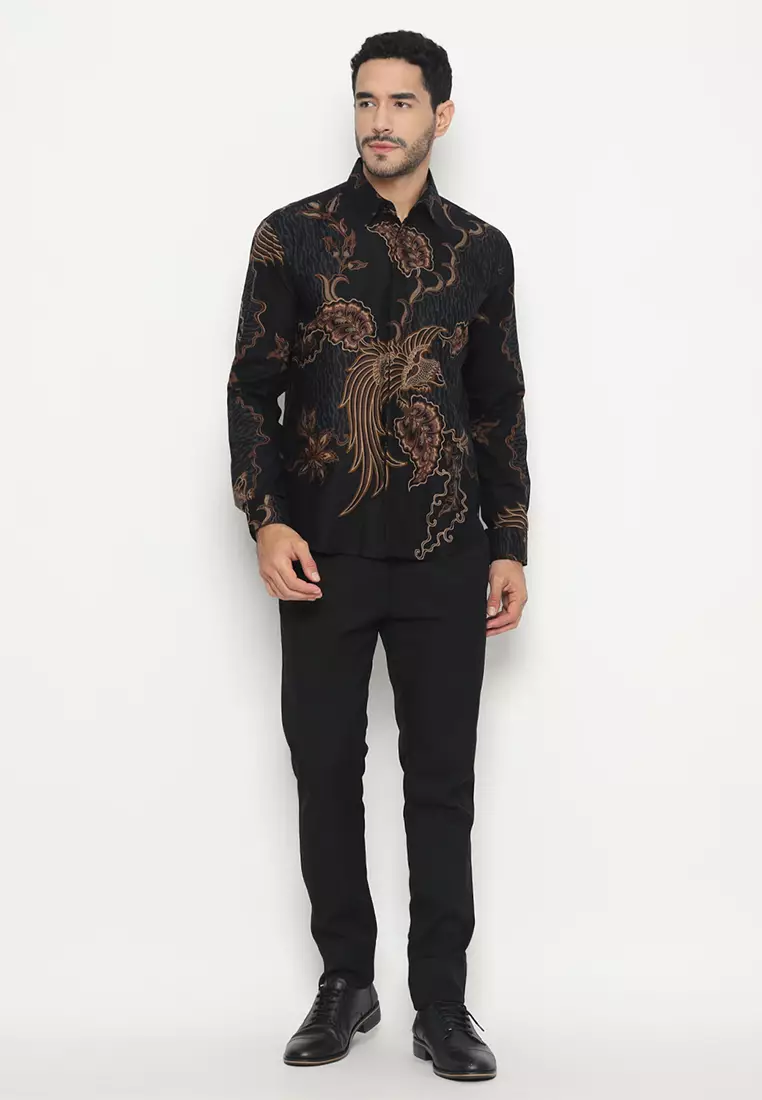 Kemeja Batik Pria Slimfit Hanyokrokusumo - Black