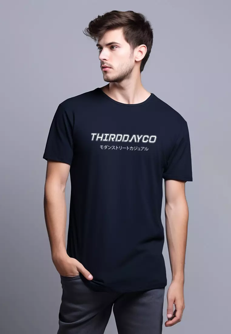 MTS70 Kaos Pria Tangan Pendek Distro Branded Instacool "thirdday modern street casual" navy