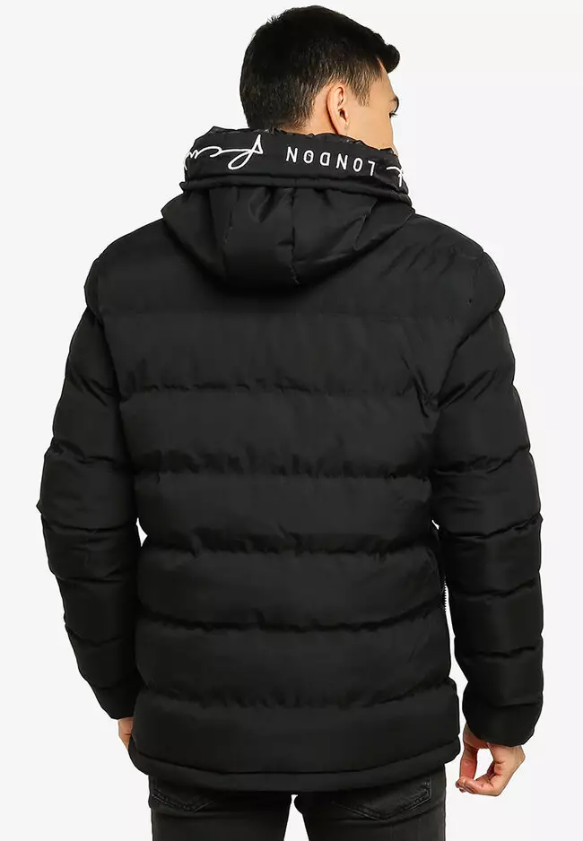 French connection mens row clearance hooded padded jacket black