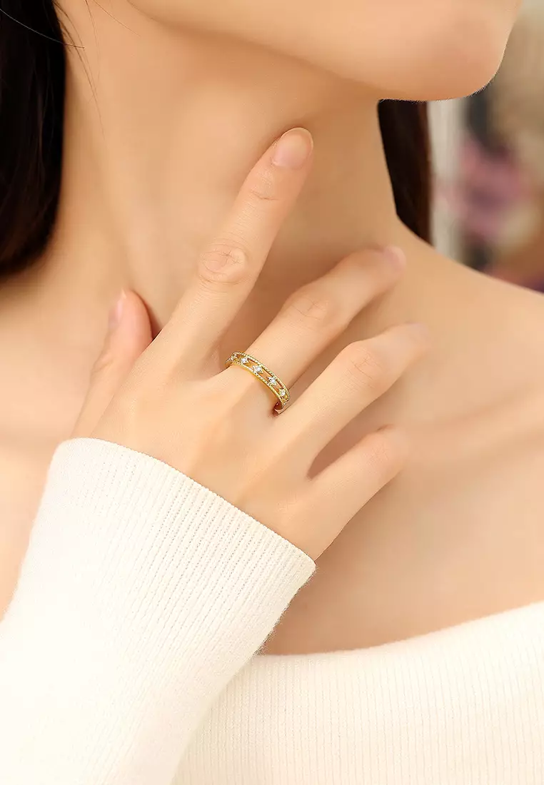Cincin Wanita Titanium Korea Style Hollow Design Free Size Anti Luntur Perhiasan Cewek