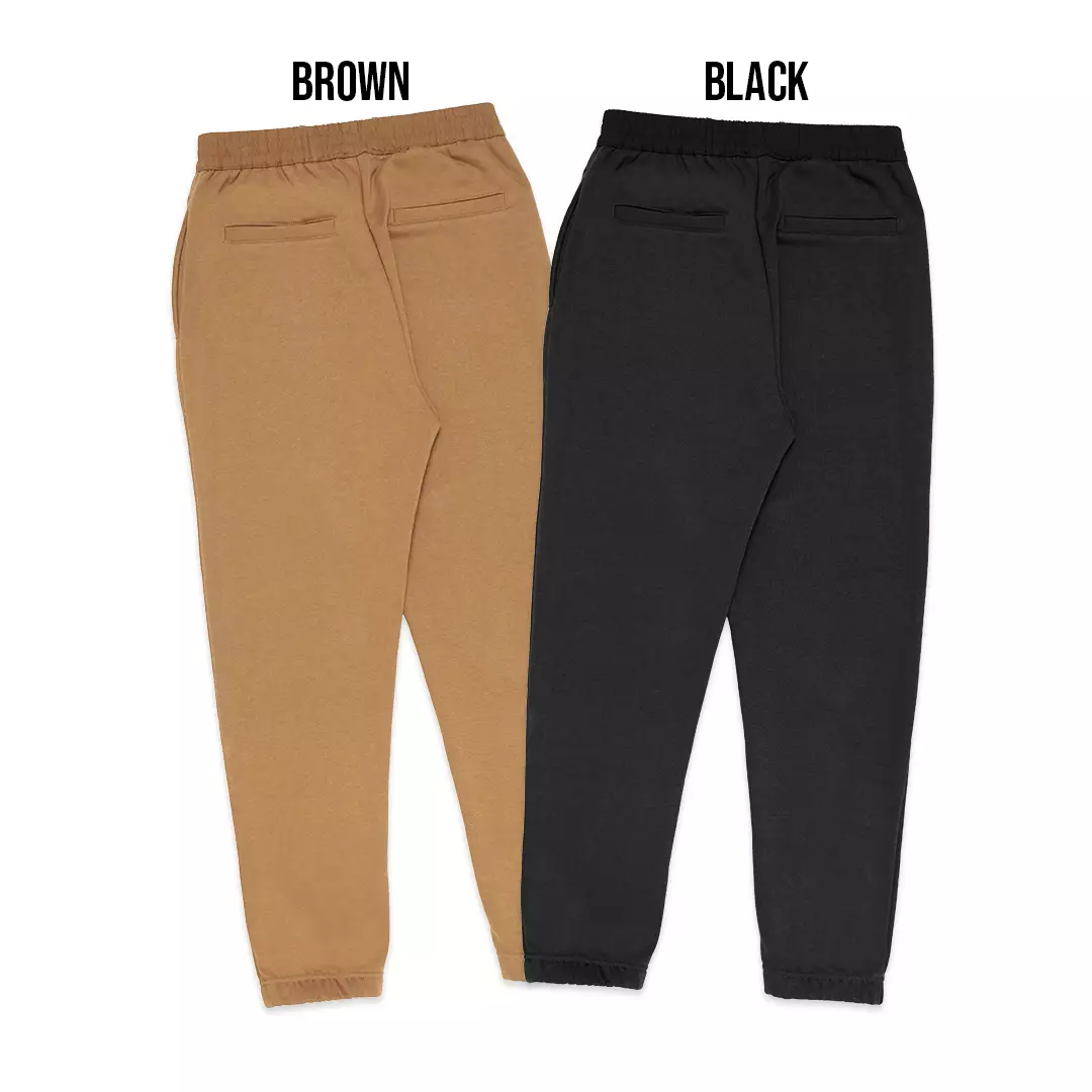 French Terry Black Drawstring Jogger Pants Black