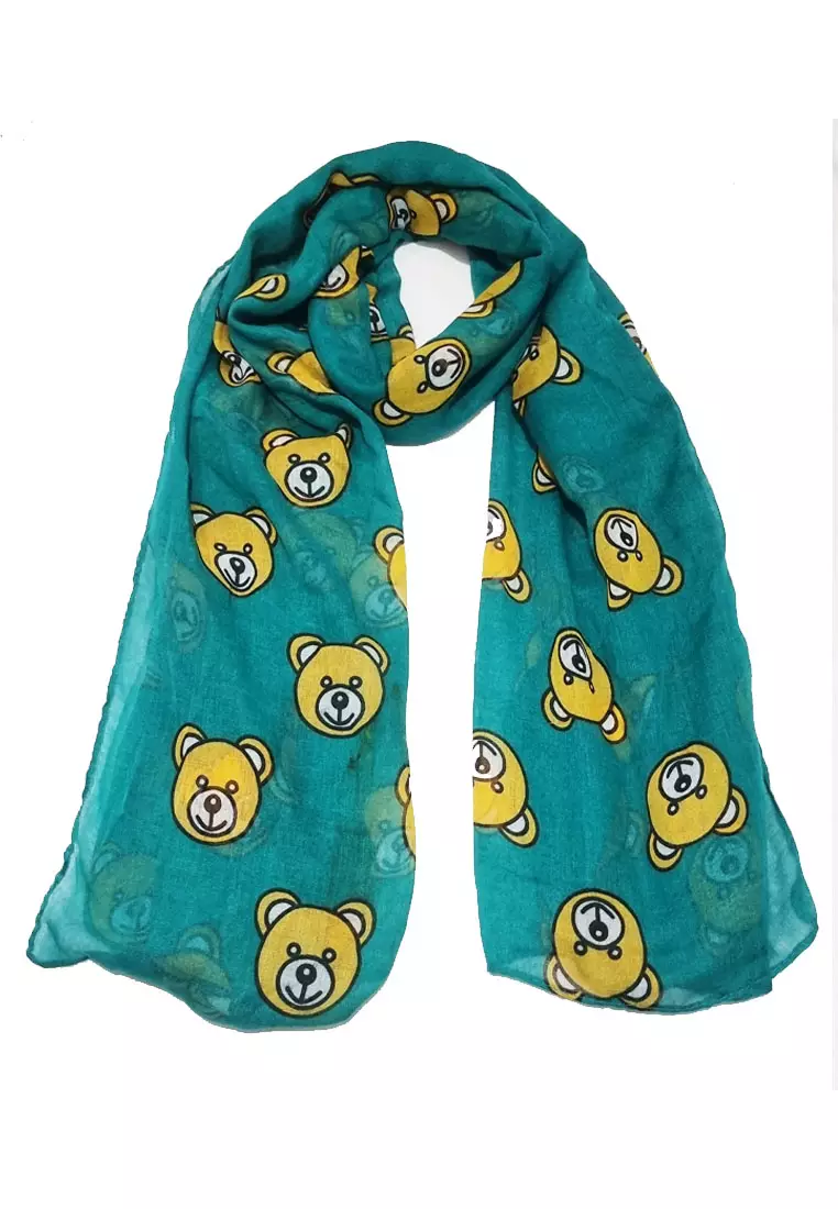 Teddy Printed Scarf Turquoise