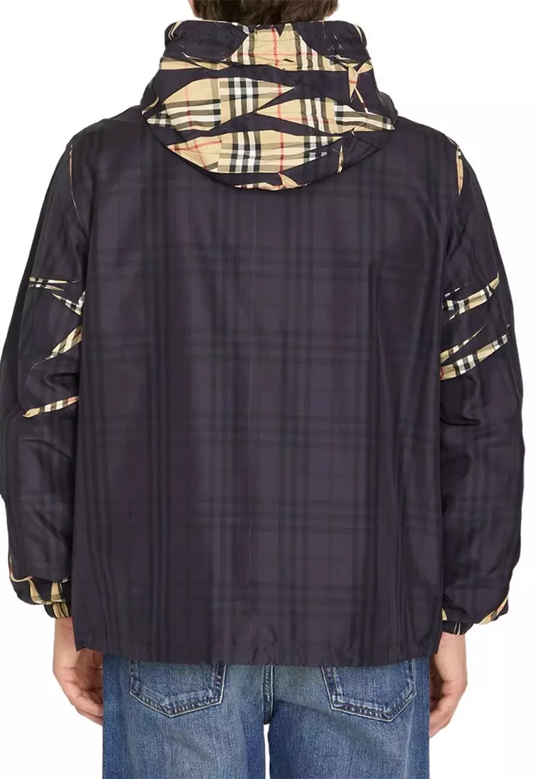 Burberry Sliced Check Hooded Jacket in Black