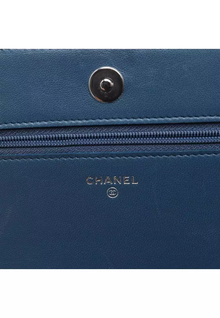 Pre-Loved Chanel Crystal Embellished Lambskin Boy Wallet On Chain