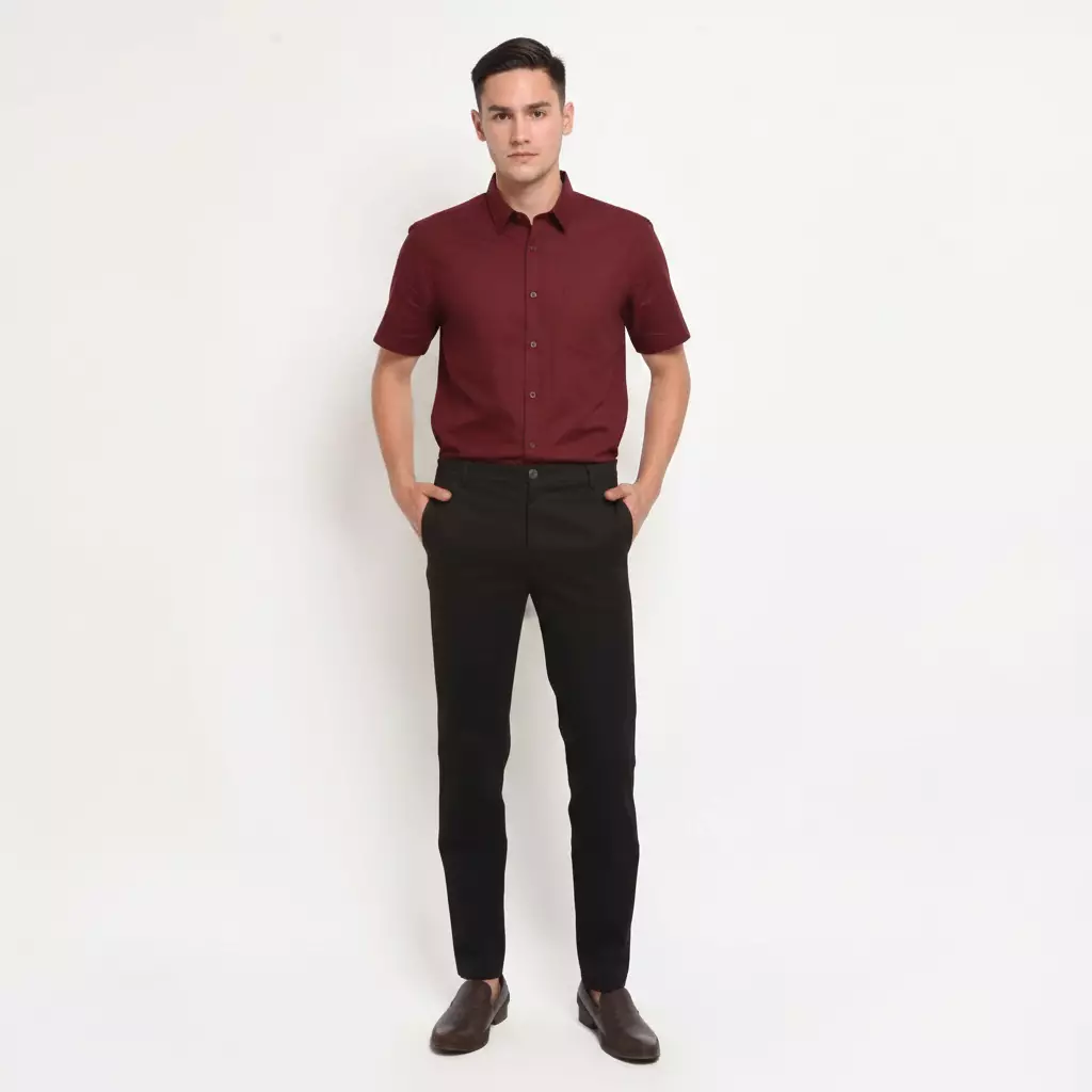 Schoeller Celana Chino Pria Slim Fit Panjang Katun Formal Kasual Warna Hitam – S.0-CCSF.-G101-CTS-SF-BLK