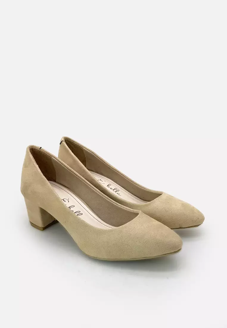 Blanche Pointed Toe Pumps Sepatu Block Heels Wanita