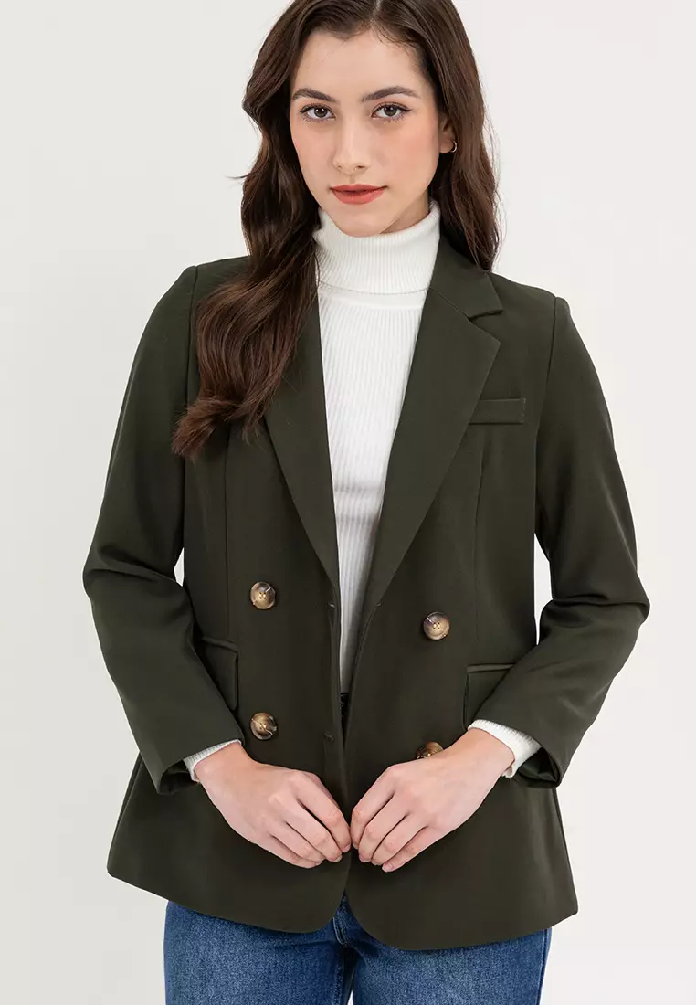 Overlap Back Slit Blazer