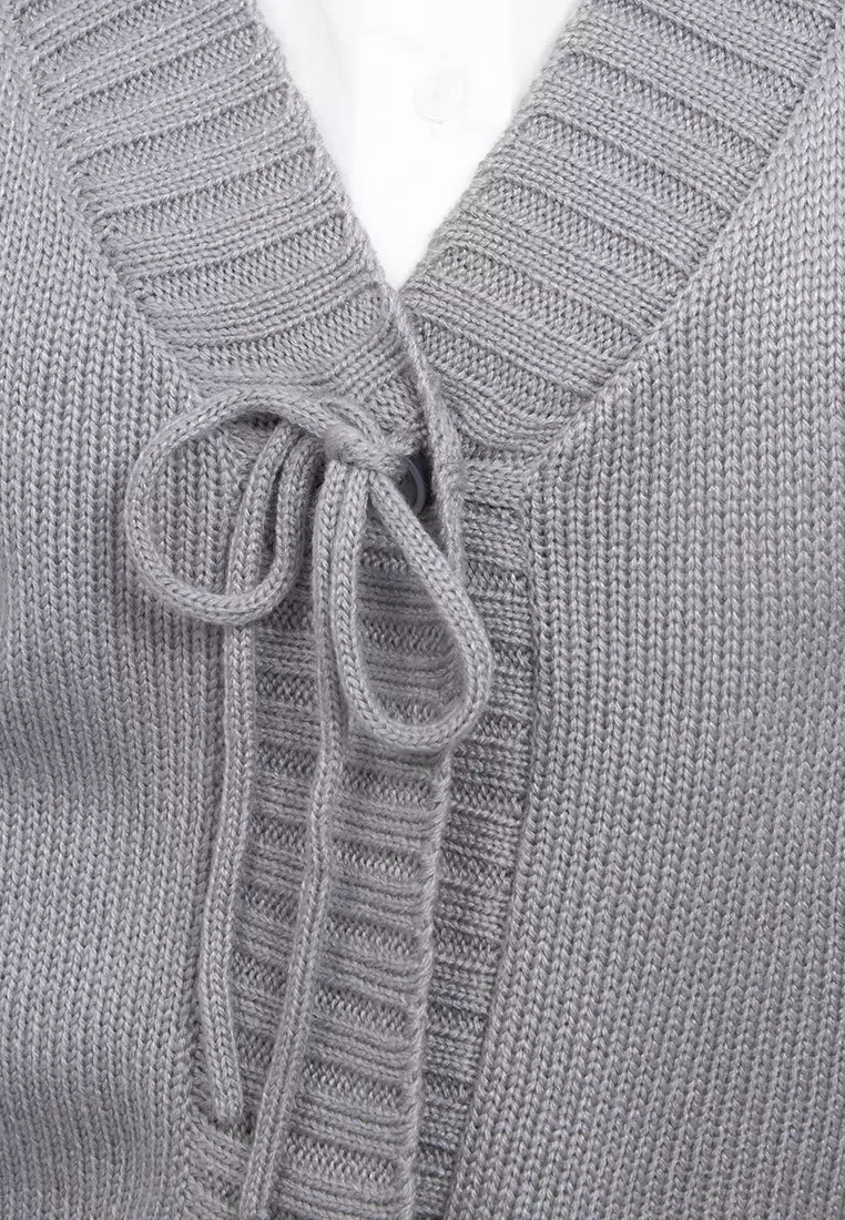 Oversized Long Tie Cardigan Kimchi Blue Maude Oversized Collar Tie