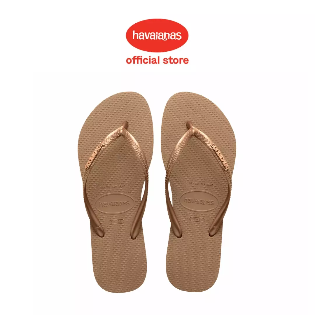 Havaianas slim logo metallic rose gold top
