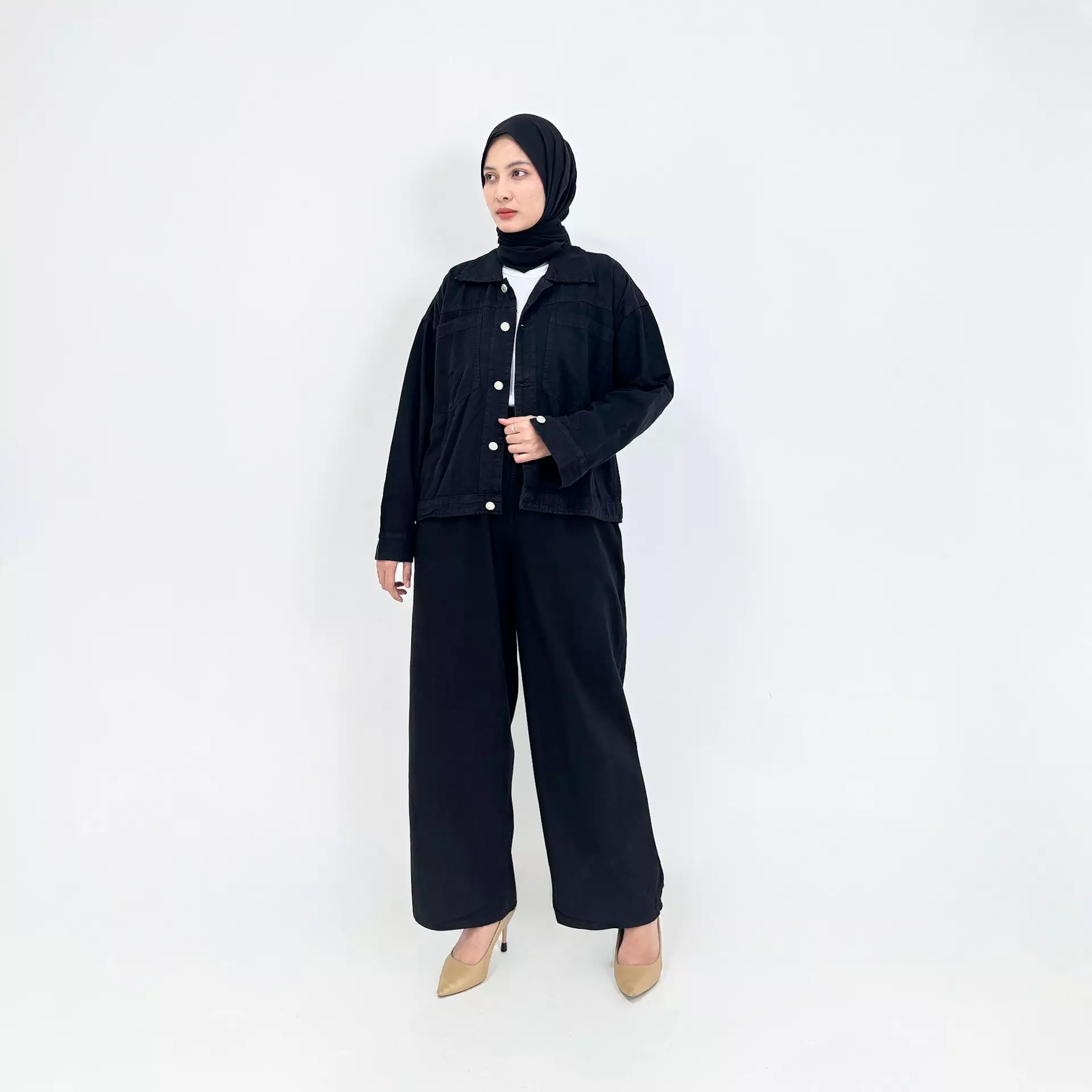 Jaket Denim Oversize Jane HITAM
