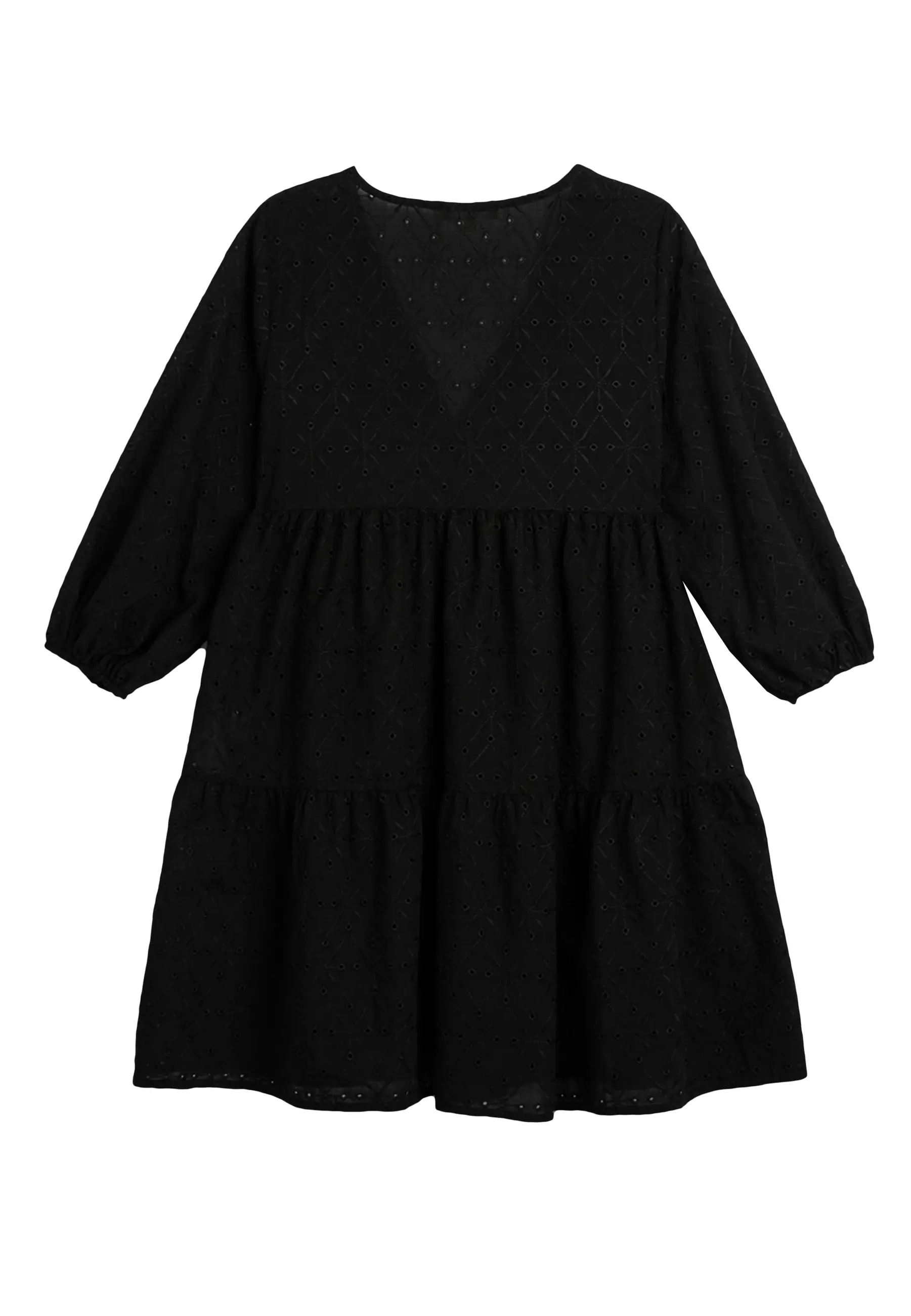 Embroidered Balloon Sleeves V-Neck Mini Beach Dress