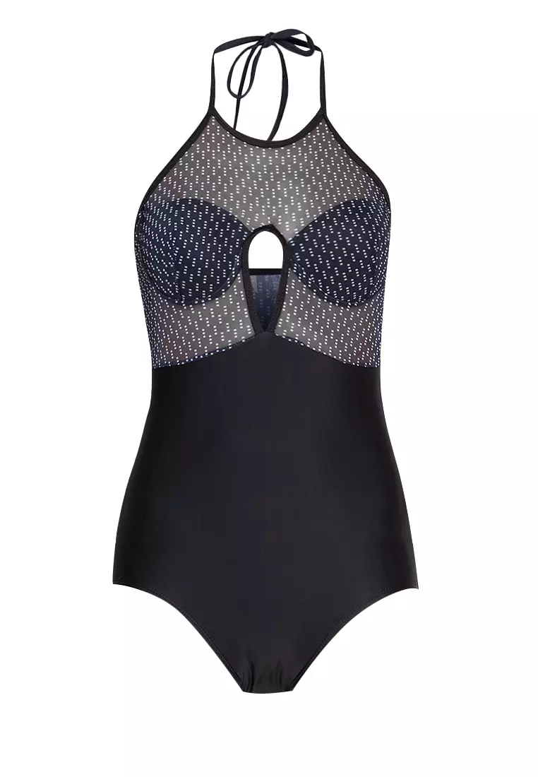 Pleated Wide Strap One Piece Swimsuit