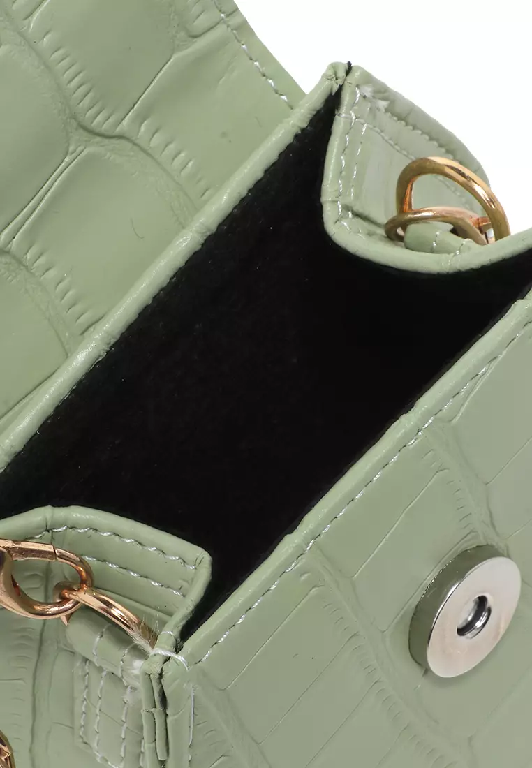 Ignazia Tas Wanita Motif Croco Design Simple Premium Quality - Mint