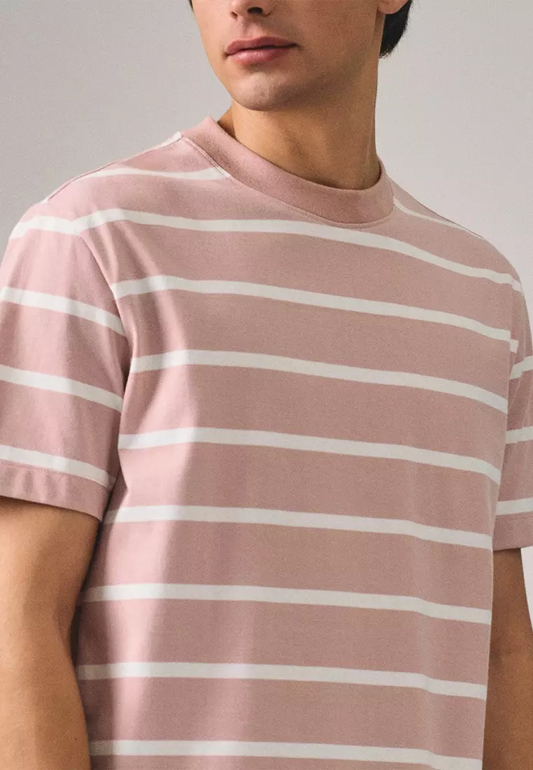 Regular Fit Basic Stripe T-Shirt In  Knit Jersey