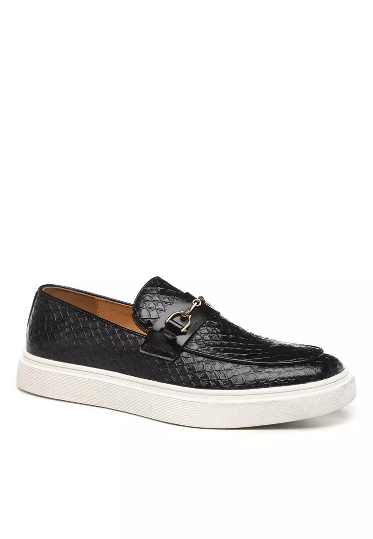 Crocodile Texture Synthetic Leather Horsebit Loafers WZWH3678
