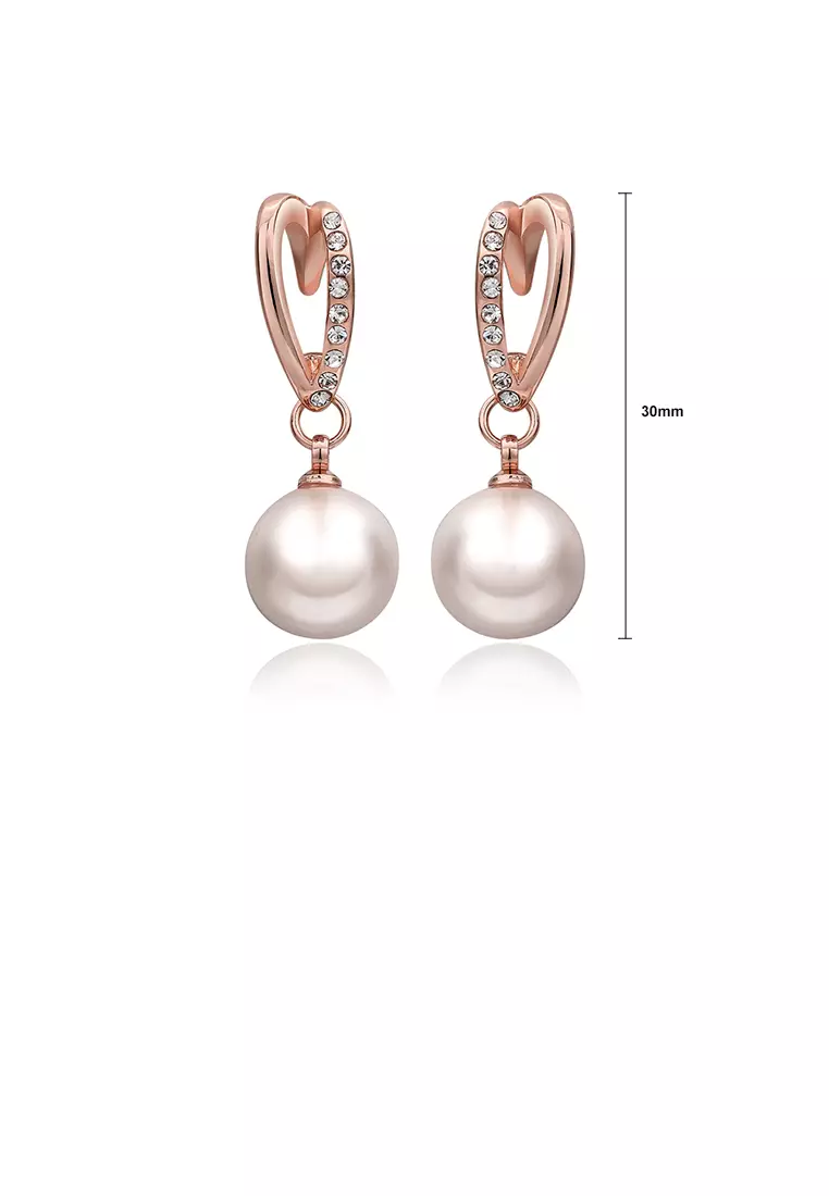 Buy Glamorousky Plated Rose Gold Pearl Earrings with Austrian