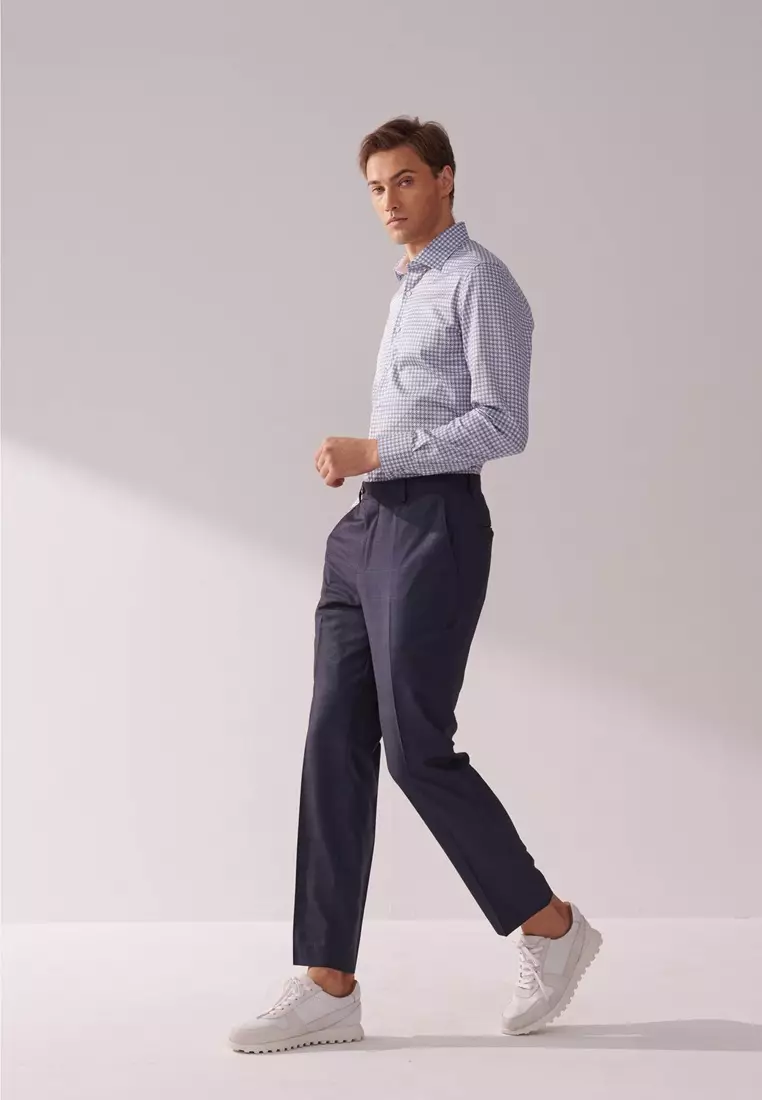 Blue Floral Print Slim Fit Shirt