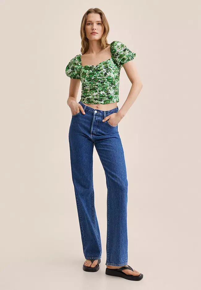 Ruched Printed Blouse