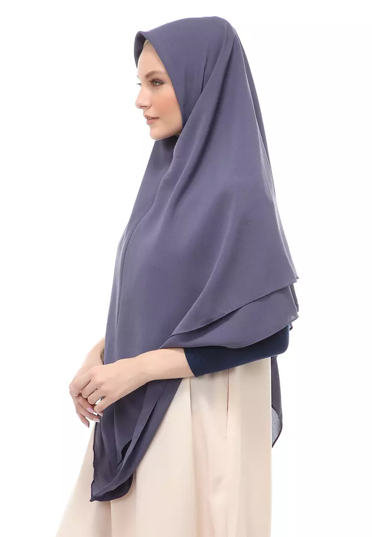 Layla Jilbab Syar'i Jumbo Motif Polos Relaxed Fit - Abu Tua