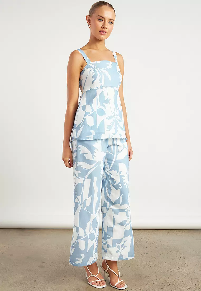 Tropical Icon Print Top and Pants Set
