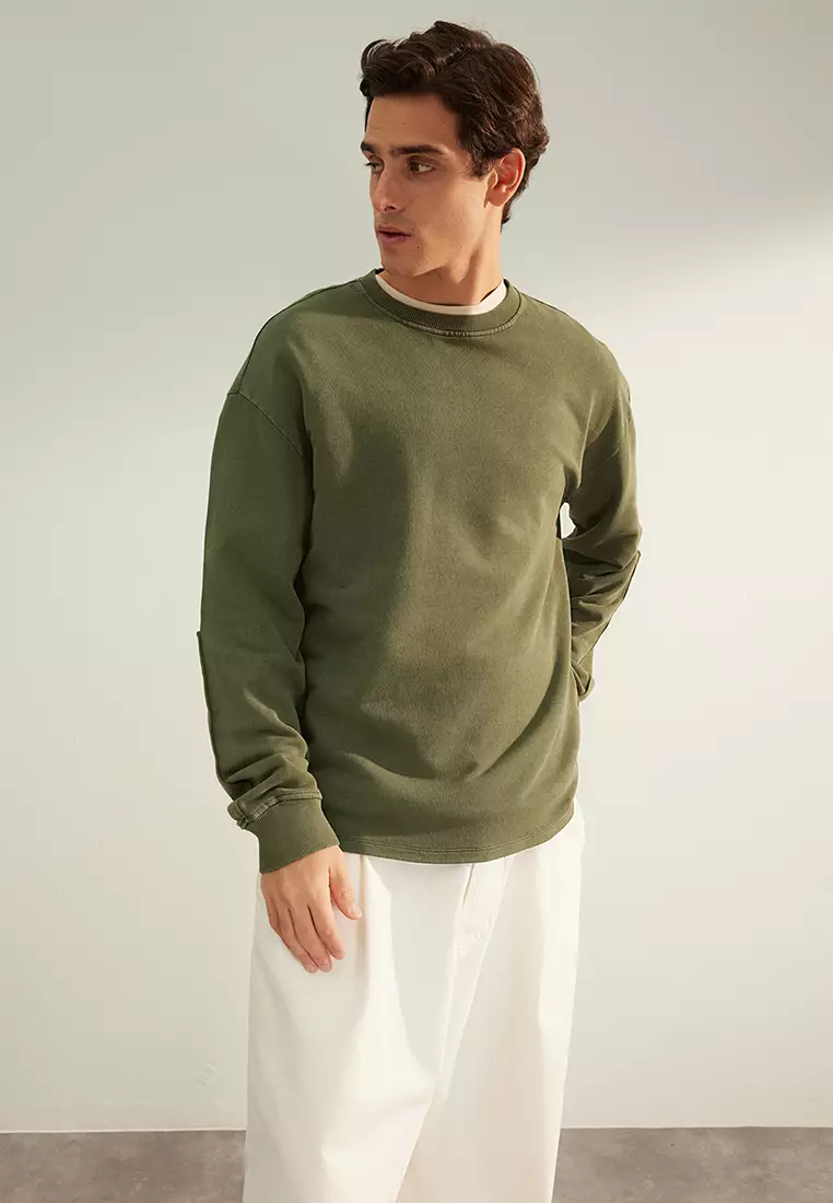 Faded Effect Cotton Sweatshirt