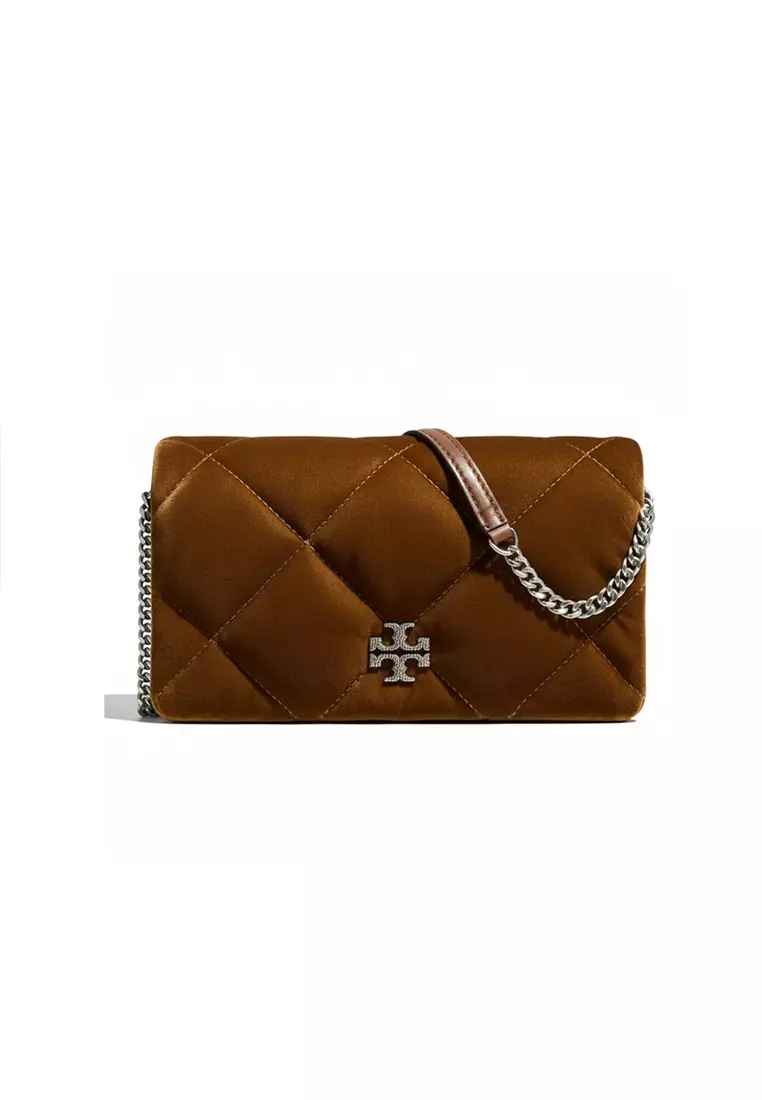 Buy TORY BURCH Women's Kira Diamond Quilt Velvet Crossbody Bag in Brown ...