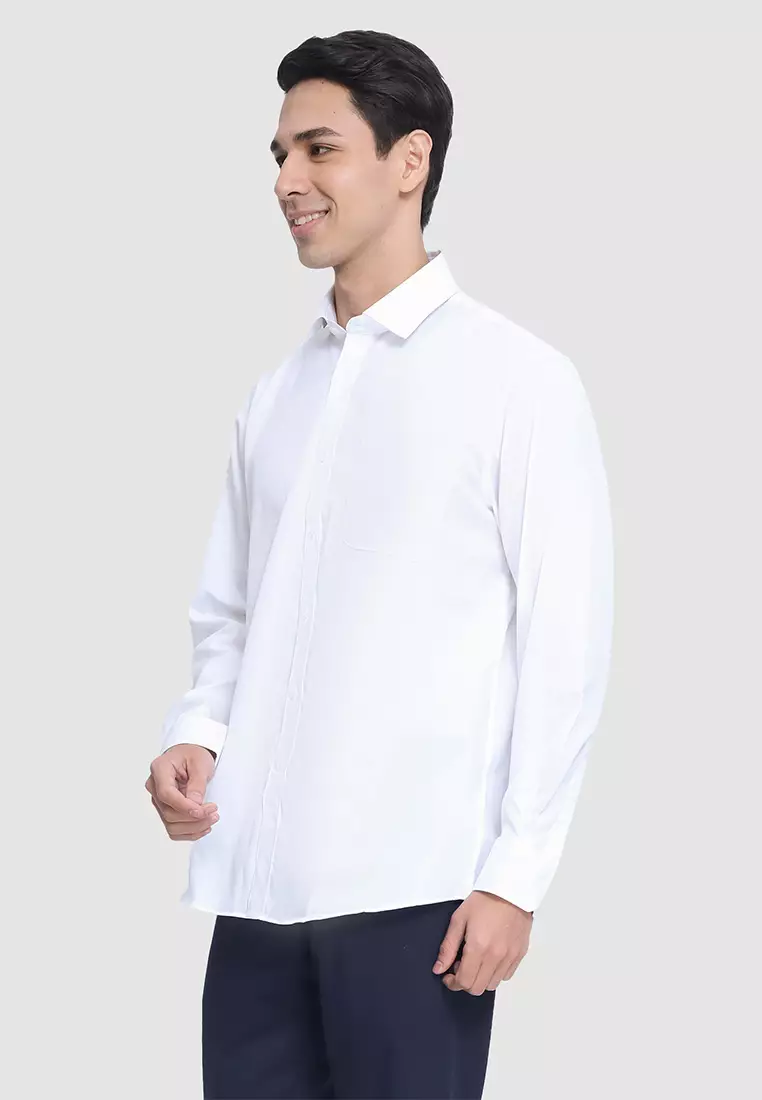 White Regular Fit Long Sleeve Shirt