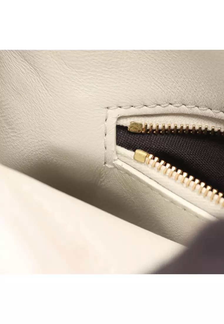 Pre-Loved Fendi FENDI × VERSACE FENDACE fenderche Ｍini Peekaboo Handbag leather white yellow 2WAY