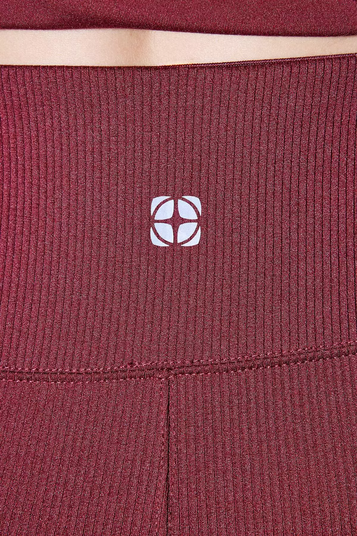 Burgundy Ribbed Scuba Fabric Reflective Printed Knitted Sports Sweatpants