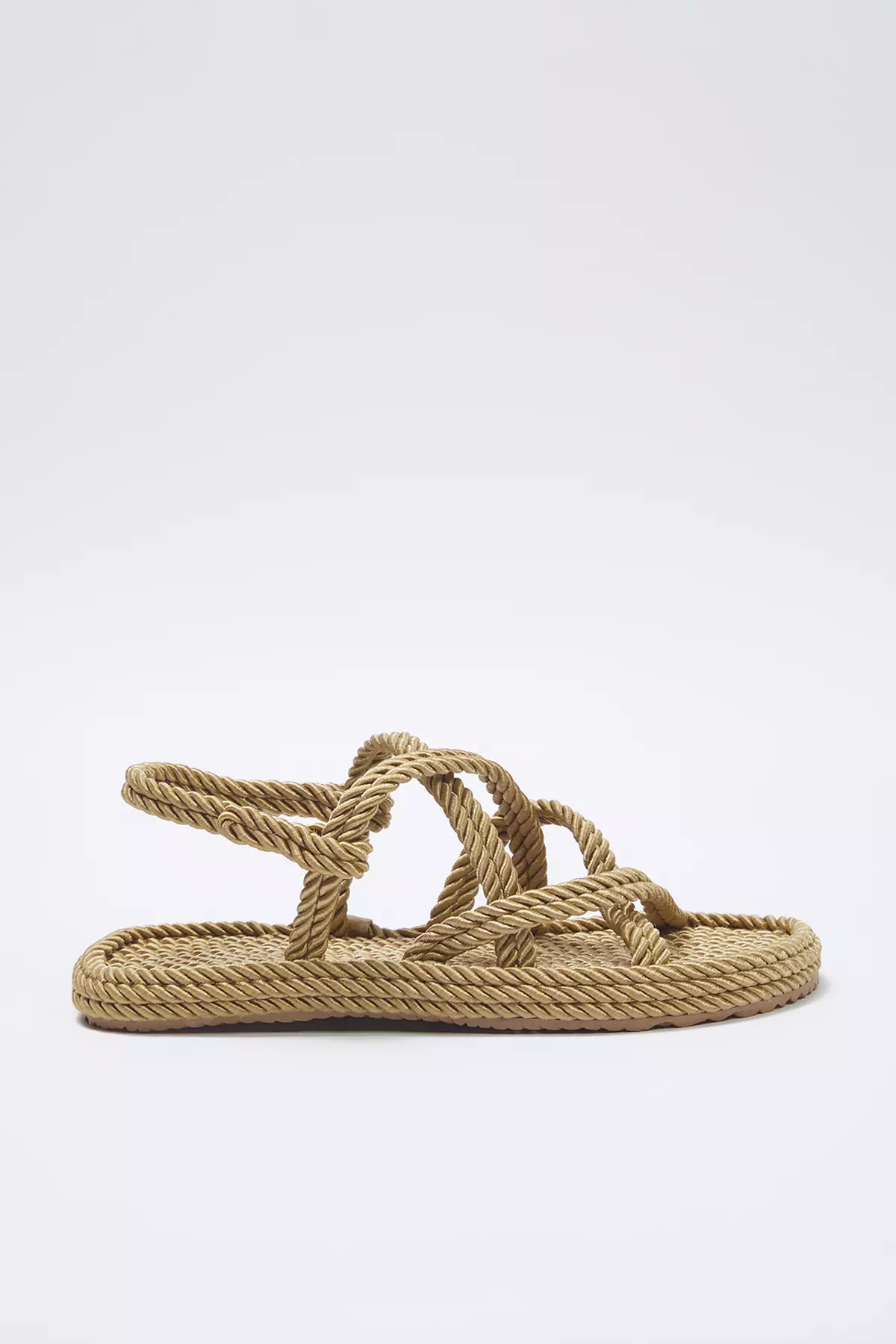 Camel Cross Strappy Rope Drawstring Women Straw Sandals Takss25Sd00056
