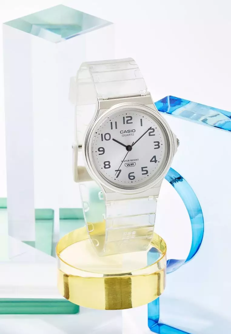 Pop Series Unisex Analog Watch MQ-24S-7B with White Transparent Resin Band
