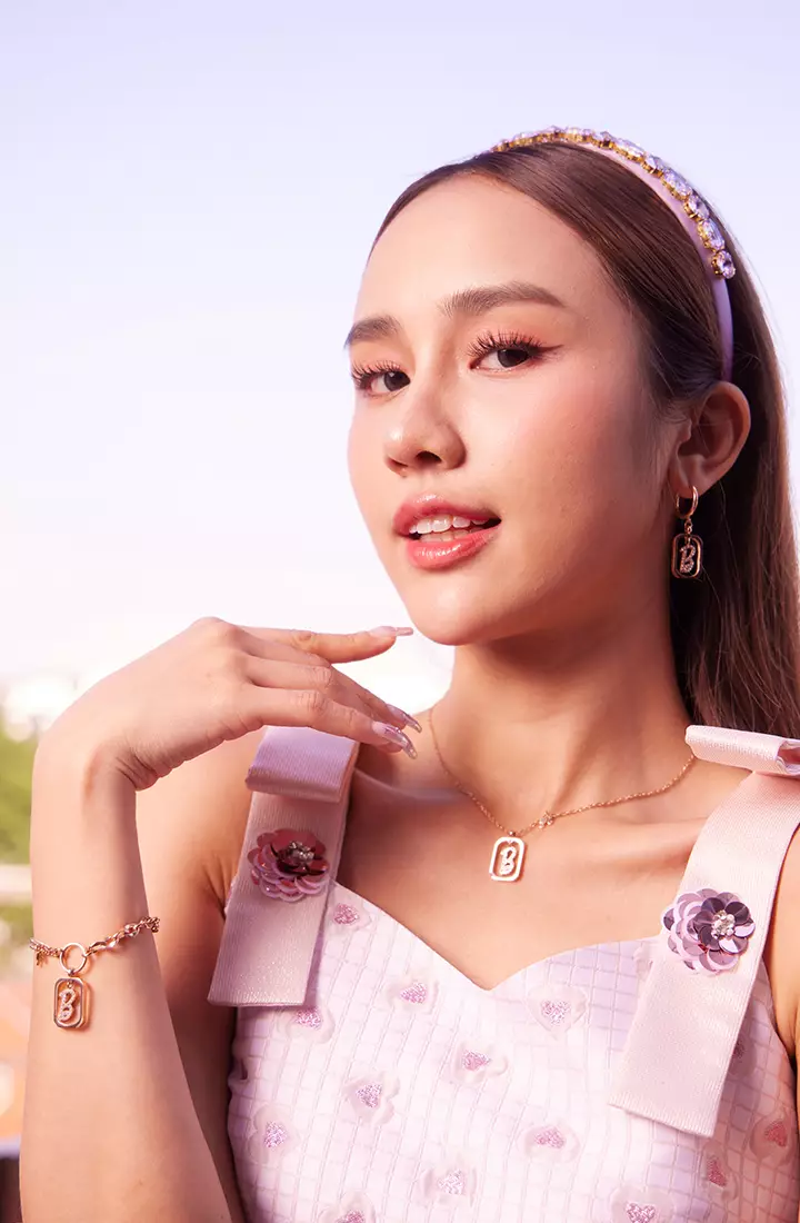 Barbie™ x Celovis Limited Edition Iconic B with Dangling Silo Head Pendant Necklace (Rose Gold)