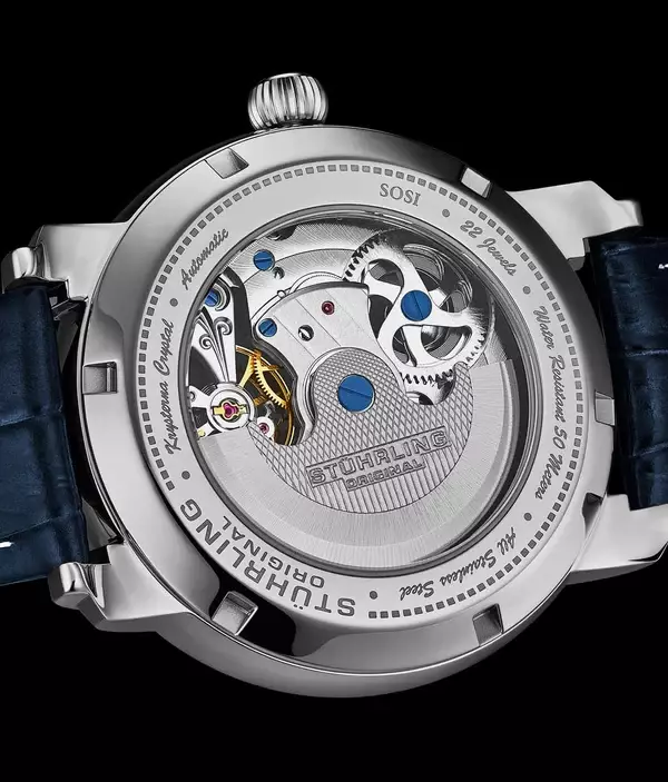Jam Tangan Pria Automatic Analog Stuhrling Celestial 1017-03 Dual Time Skeleton