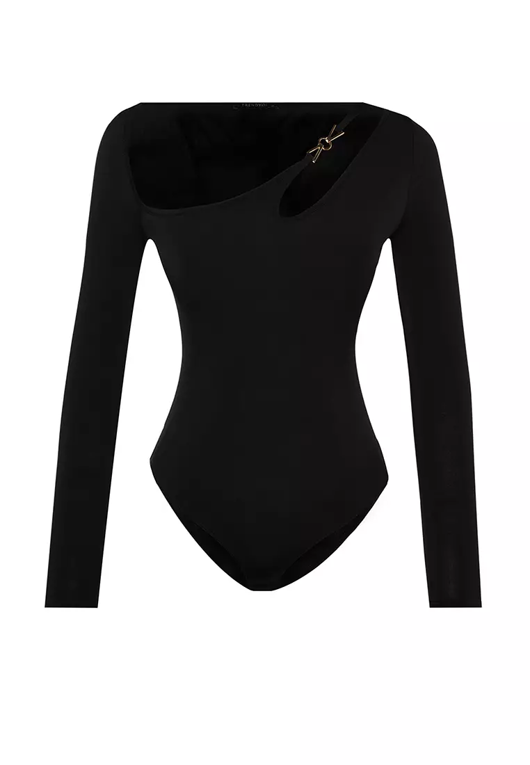 Black One Shoulder Asymmetric Bodysuit  Asymmetric bodysuit, Modest  clothing women, Bodysuit tops
