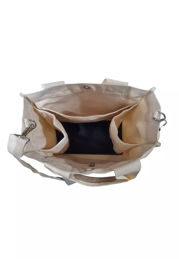 Canvas Tote Bag with Multi Compartments Crossbody Bag