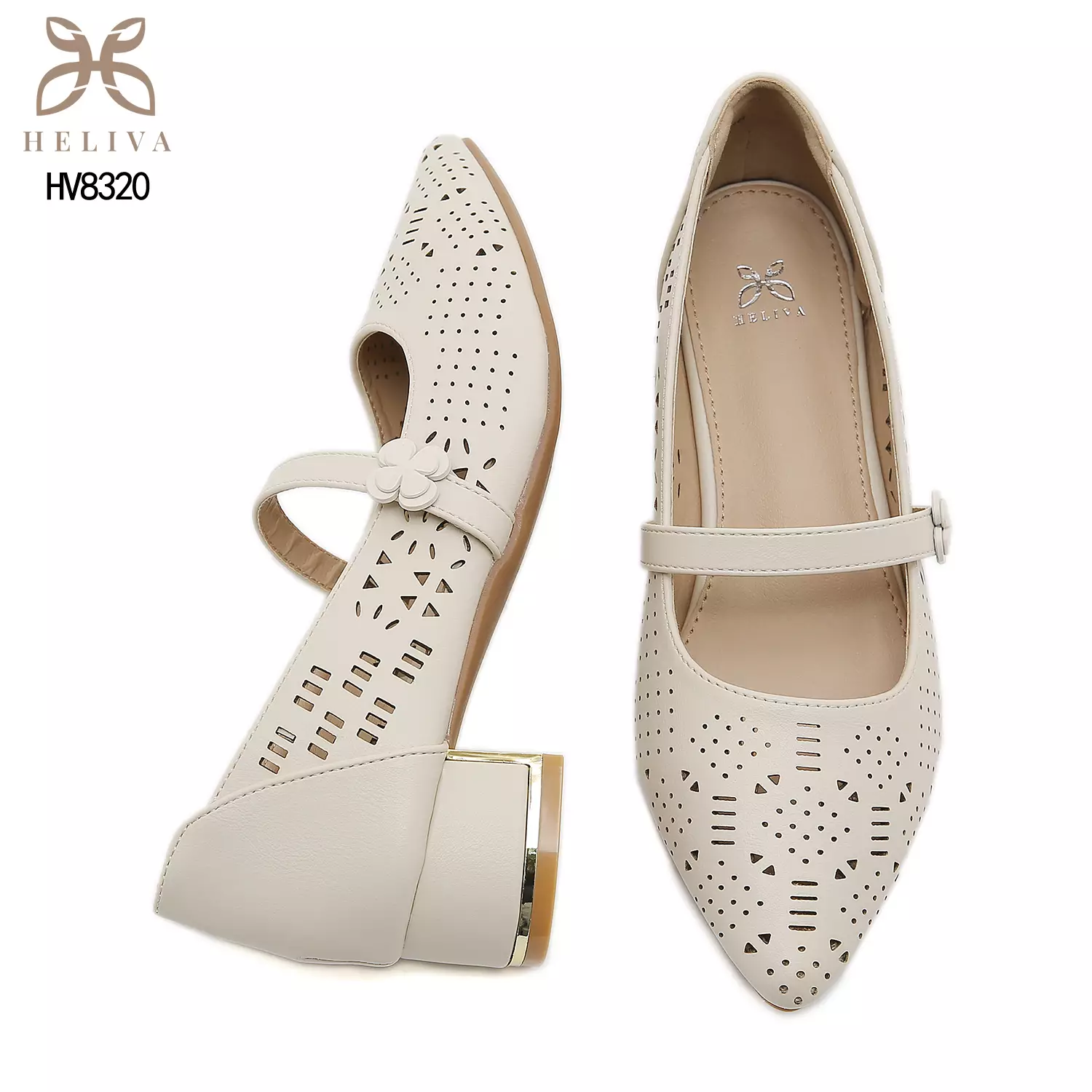 Heliva Anly Sculpted Laser-Cut Heels in Classic Mary Jane Style 3.5cm Height HV8320
