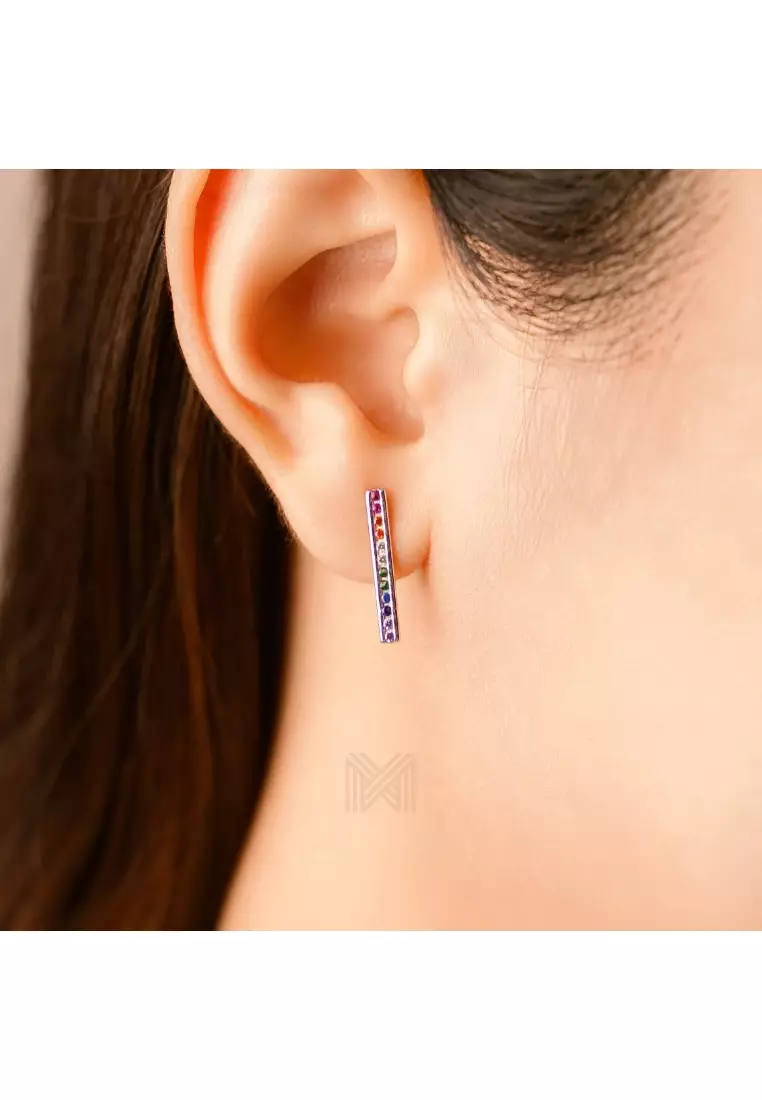 White gold barbell earrings outlet