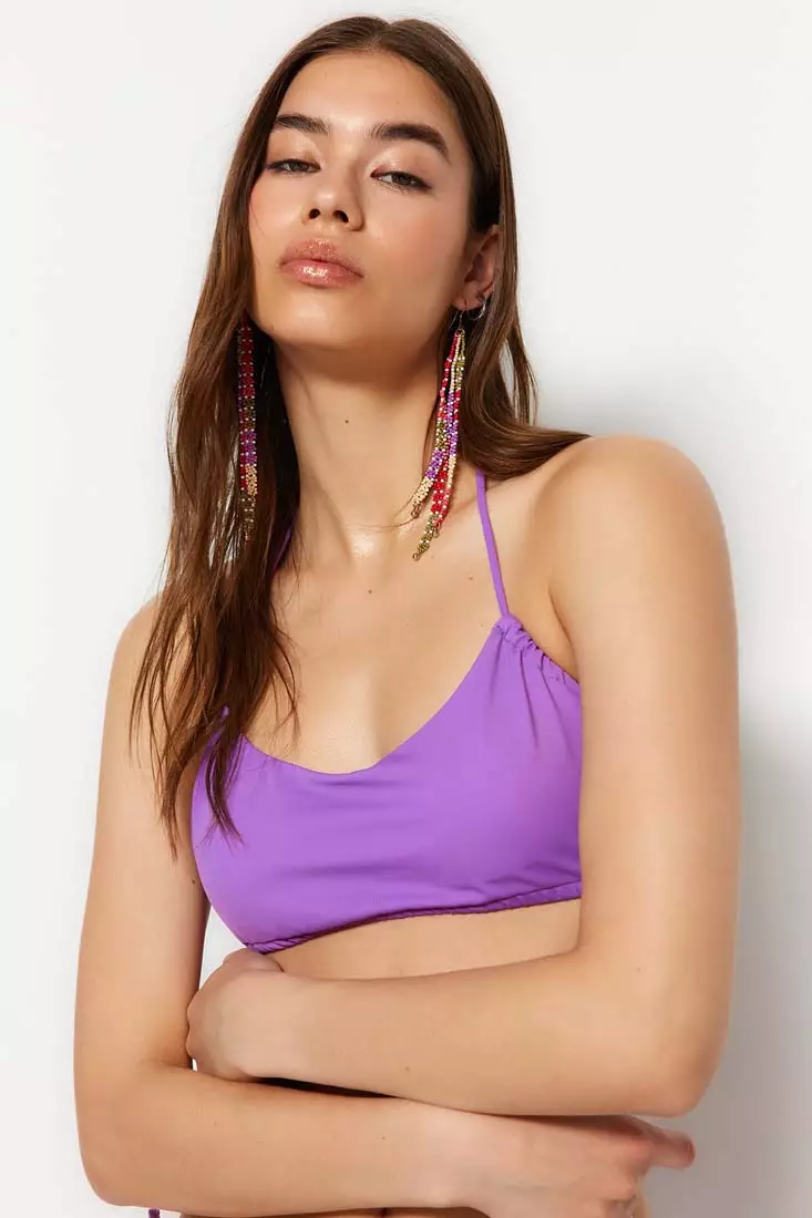 Purple strapless top cheap