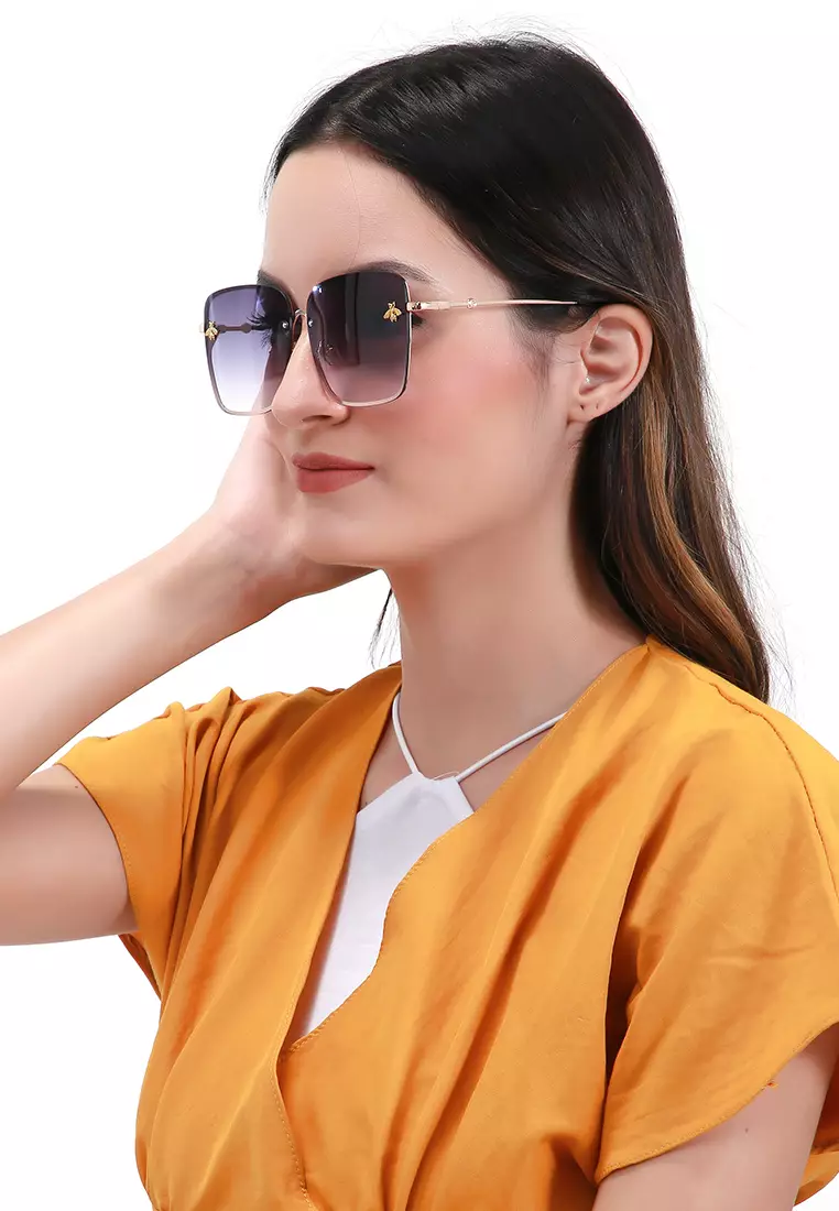 Revika Kacamata Classic Stylis Sunglasses Wanita UV Protection Material Metal ORIGINAL - Gray