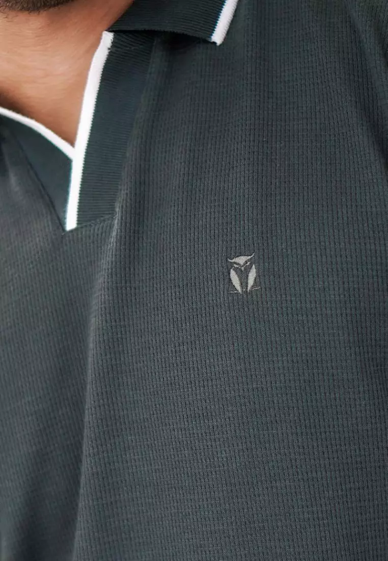 MATSUDA Kaos Polo Pria Waffel Kerah Otsuki