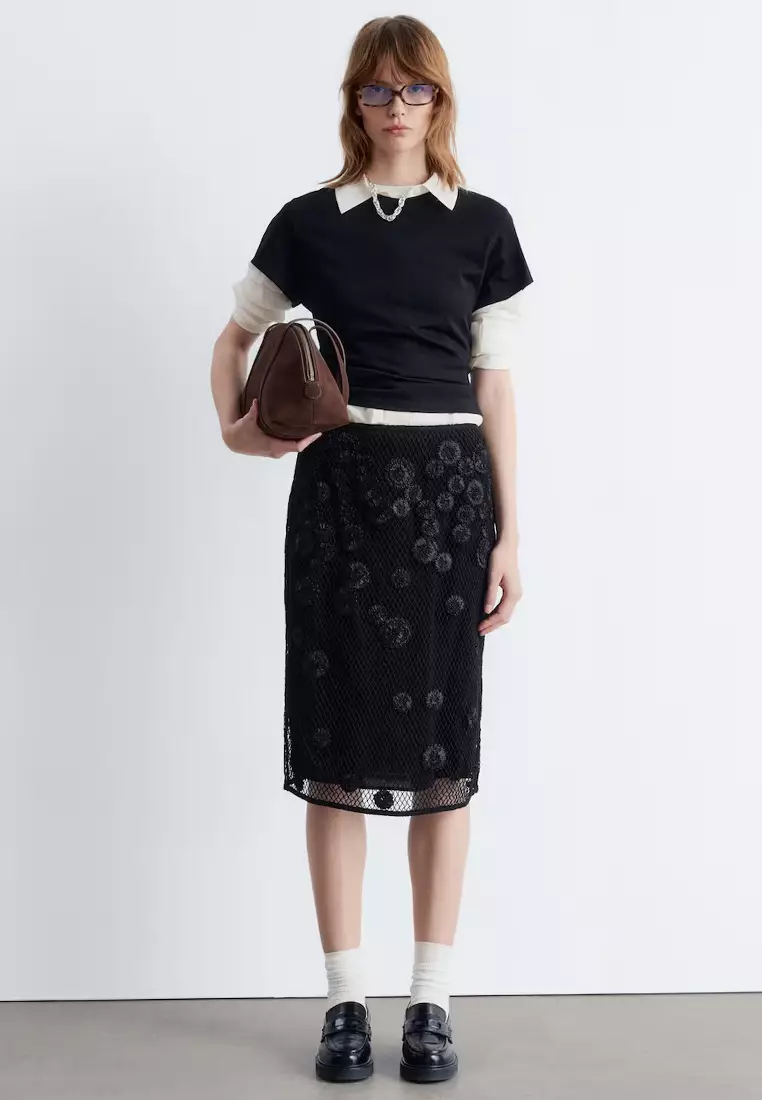 花卉網面半截中裙