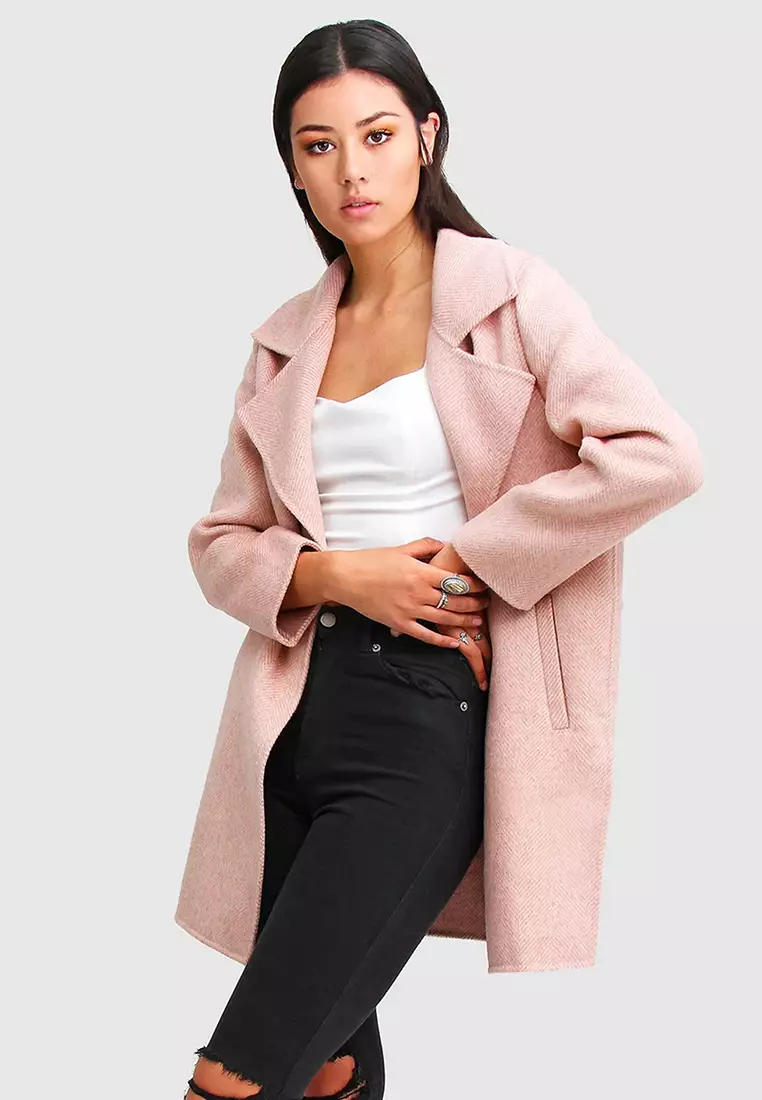 Pink boyfriend clearance coat