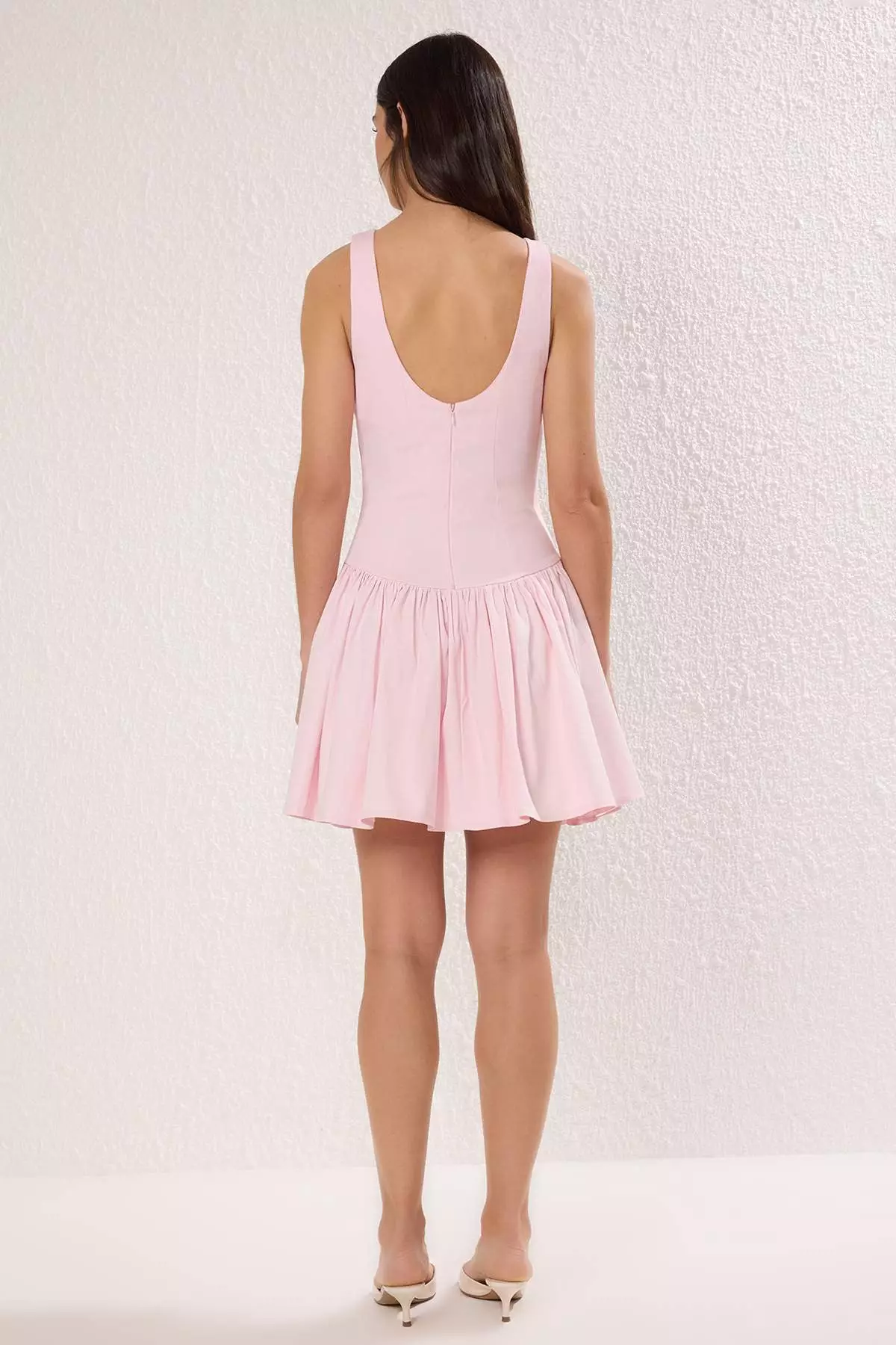 Pink Waist Opening Short/Mini Dress