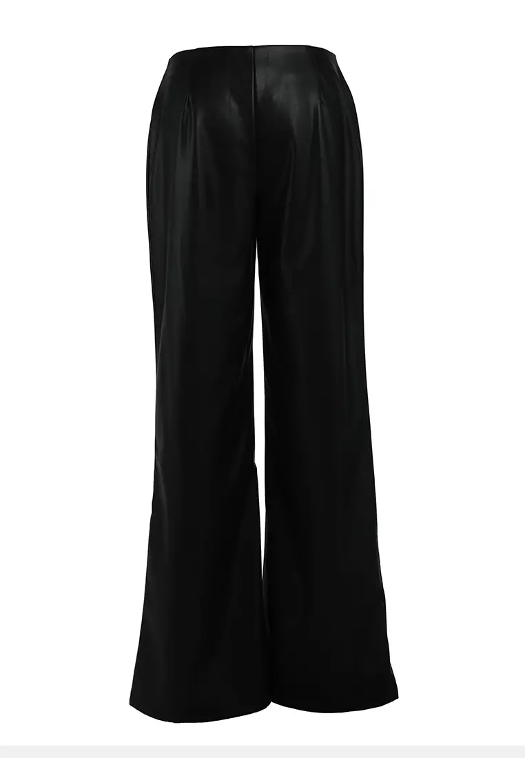 黑色低腰直筒長褲