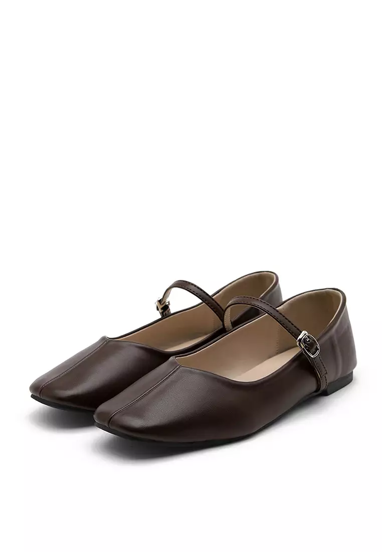 Melliji 方頭拼接瑪莉珍平底鞋 (1cm)
