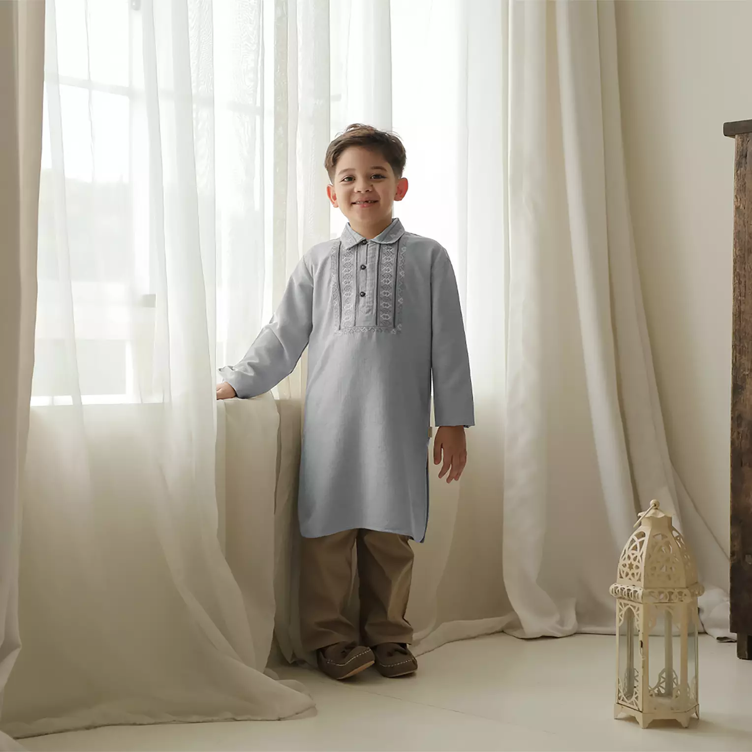 Pito Dito Boy Diyanat Setelan Koko Panjang Anak Navy