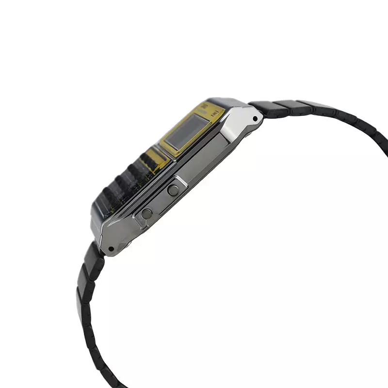 Jam Tangan Unisex Casio General CA-500WEGG-9BDF CA500 CA-500W Vintage Calculator Heritage Colors Black Stainless Steel Band